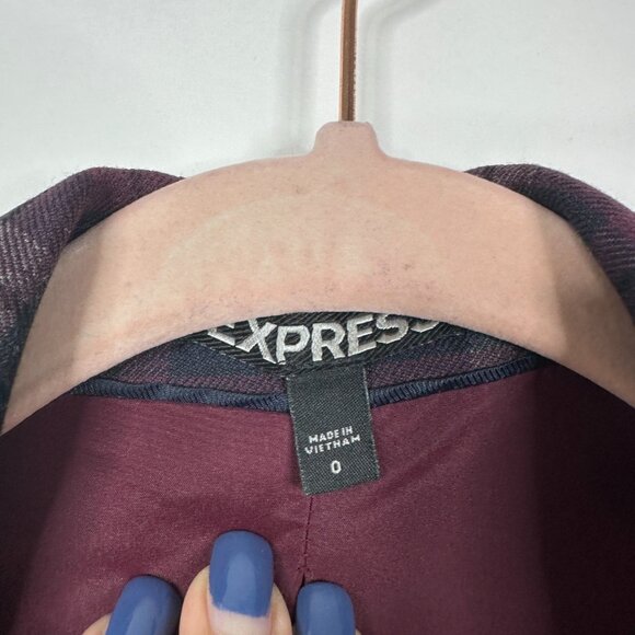 2/$30 Express Classic Plaid Blazer Suit Jacket Navy Red 0 #A0506 TRB3 - Picture 5 of 8